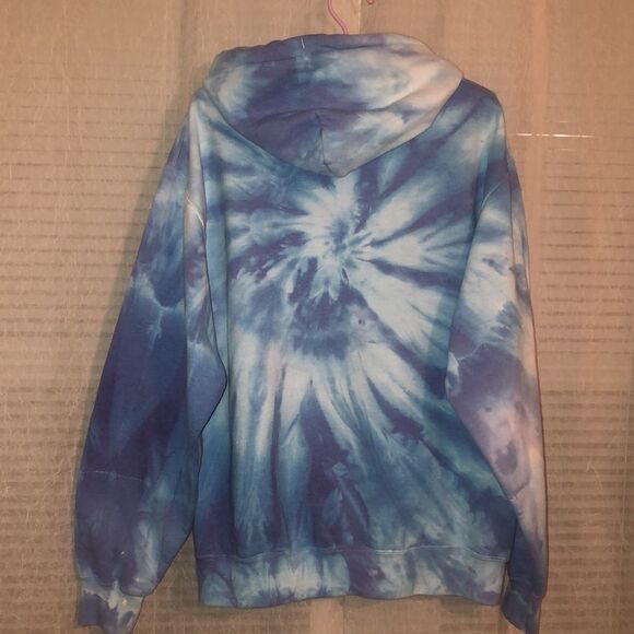 M Custom Tie Dye Blue White Cloud Pullover Sweatshirt Hoodie - Picture 2 of 13